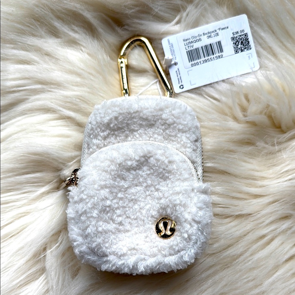 Lululemon Nano Clip On Backpack Fleece Bone Ivory New with Tags